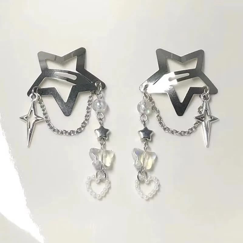 2pcs Handmade Star Hairpin Fairy Tale Core Y2K Butterfly Hairpin