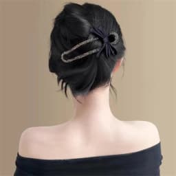 Rhinestone Duckbill Clip Classic Black Bow Convenient Hairpin Versatile Fashion Girls Hairpin Hair Accessories