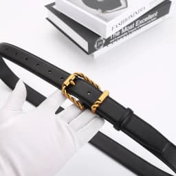 Ladies' Belt with a High-End Feel; Genuine Leather with a Fashionable and Versatile Black Decoration; Suitable for Business Use.