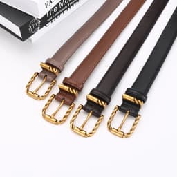 Ladies' Belt with a High-End Feel; Genuine Leather with a Fashionable and Versatile Black Decoration; Suitable for Business Use.