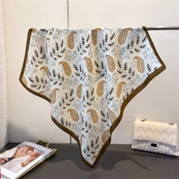 Trendy Print Square Scarf For Women Cotton Velvet Neck Scarf Shawl Warp Elegant Neckerchief Bandanas Ladies Hijab