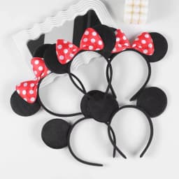 24pcs Adorable Mouse Ears Bow Pink Black Red Hairband Set Cute Children's Headwear Handmade Cartoon Style Party Gift Supplies