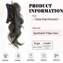 14inch Bow Tie Claw Ponytail Wig Synthetic Fluffy Ribbon Clip Ponytail Natural Long Curly High Ponytail Ponytail Hair Extensions