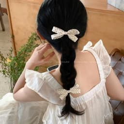 2pcs Sweet polka dot bow hair clip, side clip, French retro, niche, high-end bangs clip, bow hair accessory