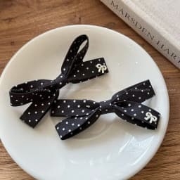 2pcs Sweet polka dot bow hair clip, side clip, French retro, niche, high-end bangs clip, bow hair accessory