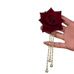 1pc 【Blooming Rose】 Vintage-Inspired Red Rose Hair Clip, Elegant Duckbill Clip, Niche High-End Hair Accessory