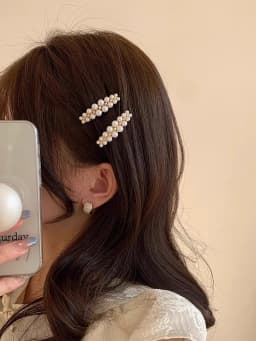Korean Style Side Pearl Bangs Hair Clip for Women, Forehead Clip Hair Accessory, Internet Celebrity 2025 New Model, High-End Sid