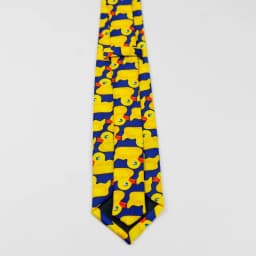 Cute Men's 8cm Polyester Navy Blue Necktie Yellow Duck Printed Patterns Soft Ties Wedding Celebration Business Accessory Gifts