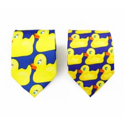 Cute Men's 8cm Polyester Navy Blue Necktie Yellow Duck Printed Patterns Soft Ties Wedding Celebration Business Accessory Gifts
