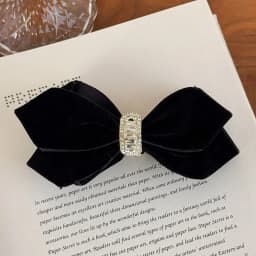 Autumn/Winter New Arrival Black Velvet Bow Banana Clip Vertical Clip High Ponytail Hair Accessory Hair Clip for Women