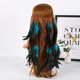 Boho Chic Indian Tribal Headband Feather Tassel Handmade Ethnic Headdress Hair Accessories Wood Beads Bohemian Headband