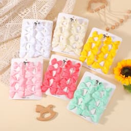 8Pcs/set Solid Color Handmade Hairpins Grosgrain Ribbon Bowknot with Hair Clips for Baby Girls Kids Hair Accessories