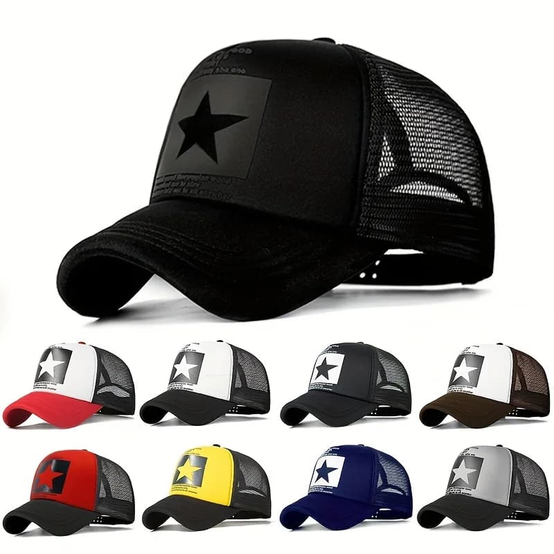 Unisfive-pointed Star Printed Baseball Cap Spring Summer Breathable Net Caps Men Women Outdoor Sun Shade Hat Adjustable Wild Hat