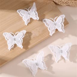 5pcs/set Cute Double-Layer White Bow Hair Clips – Versatile Ponytail & Side Clips for Sweet, Playful Looks.