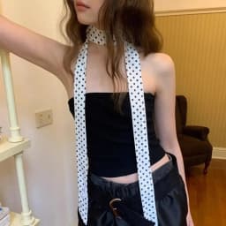Women Narrow Long Scarf 150x4cm Polka Dot Bag Ribbon Headband Choker Streamer, Versatile Fashion Accessories for Daily Wear