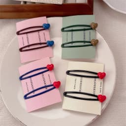 4pc Cute Sweet Style Beautiful Solid Heart BB Hairpin Retro Hair Side Clips for Girls Women Korean Hair Accessories