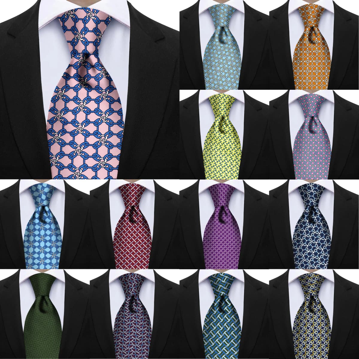 Men's Fashion Silk Tie 7.5cm Soft Novelty Necktie Purple Pink Blue Geometric Pattern Ties For Men Wedding Business Gift
