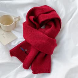Fresh and Sweet New Winter Knit Wool Small Scarf for Women High - end Dog Embroidery Japanese - Korean Simple Matching
