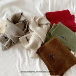 Fresh and Sweet New Winter Knit Wool Small Scarf for Women High - end Dog Embroidery Japanese - Korean Simple Matching
