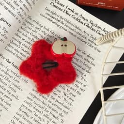 2PCSRed Faux Fur Apple Hair Clips,Cute Fruit-themed Hairpins,Soft Fluffy Hair Accessories For Women, Adorable Fashion Hair Decor
