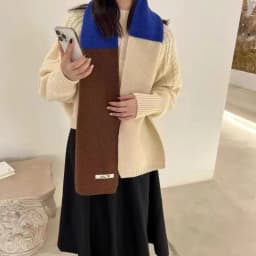 Laide's Scarves Korean Contrasting Color Sweet Simple Versatile Winter Knitted Thickened Velvet High-quality Luxury Brand Scarf