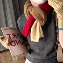 Laide's Scarves Korean Contrasting Color Sweet Simple Versatile Winter Knitted Thickened Velvet High-quality Luxury Brand Scarf