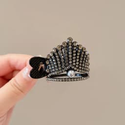 1pc Elegant Crystal Shark Hair Claw High Ponytail Clip Fixed Artifact Women's Pearl Crown Hair Clip Hair Accessory