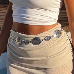 Retro style women's metal waist chain accessories Decorative circle carved chain belt high style accessories Nice