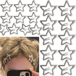 10/20PCS Silver Metal Sparkling 1.2" Star Hair Clips Snap Hair Barrettes Non Slip Clips for Girls Women Y2K Hair Accessories