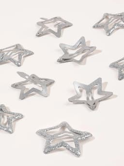 10/20PCS Silver Metal Sparkling 1.2" Star Hair Clips Snap Hair Barrettes Non Slip Clips for Girls Women Y2K Hair Accessories