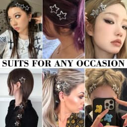 10/20PCS Silver Metal Sparkling 1.2" Star Hair Clips Snap Hair Barrettes Non Slip Clips for Girls Women Y2K Hair Accessories