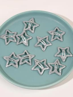 10/20PCS Silver Metal Sparkling 1.2" Star Hair Clips Snap Hair Barrettes Non Slip Clips for Girls Women Y2K Hair Accessories