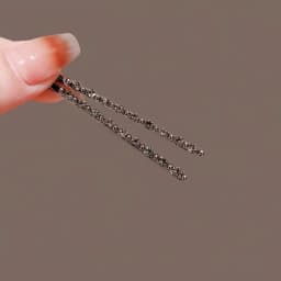 2pcs Sparkling Diamond Decorated Black One-Way Hair Clip Set - Luxurious Texture Women's Daily Bangs Styling Fashion Headwear