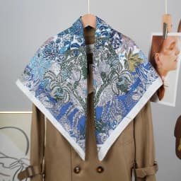 New Design Trendy Luxury Wrap Scarf, Twill Fabric Flower Print 90cm Square Scarf, High-End Silk Scarf for Women Shawl