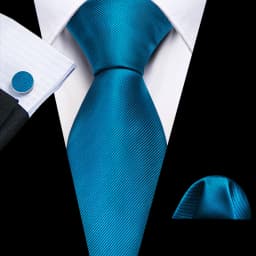 Barry.Wang Jacquard Water Duck Blue Men's Tie With Pocket Square Cufflinks Set Exquisiet Necktie For Male Wedding Business