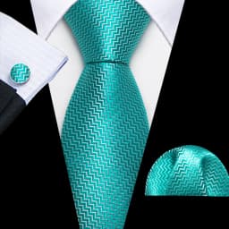 Barry.Wang Jacquard Water Duck Blue Men's Tie With Pocket Square Cufflinks Set Exquisiet Necktie For Male Wedding Business