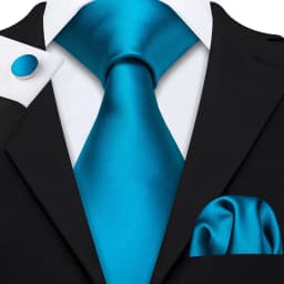 Barry.Wang Jacquard Water Duck Blue Men's Tie With Pocket Square Cufflinks Set Exquisiet Necktie For Male Wedding Business