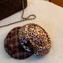 1Pcs Vintage Leopard Print Satin Top Hat Hair Clip with Bow Decoration French Side Clip for Ladies' Elegant Style Hair Clip