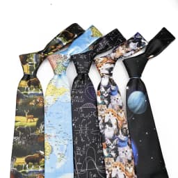Men's Smooth Soft Polyester 8cm Tie Vintage Cute Giraffe Cat Vegetable Reindeer Pattern Printed Wedding Party Accessory Gift