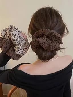 Vintage Leopard Print Large Scrunchie For Women Girls Sweet Hair Ornament Hair Tie Hair Band Hair Ring Fashion Hair Accessories