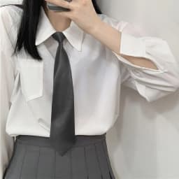 Black Zipper Ties Retro Silky Narrow Women Men Neck Tie Slim Smooth Bow Tie Korean Style Simple Elegant All-match Trendy Tie
