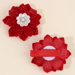 2Pcs Glittering Velvet Hair Clips Sweet Artificial Flower Hairpins Elegant Floral Pearls Barrette For Girl Headwear Accessories