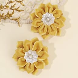 2Pcs Glittering Velvet Hair Clips Sweet Artificial Flower Hairpins Elegant Floral Pearls Barrette For Girl Headwear Accessories