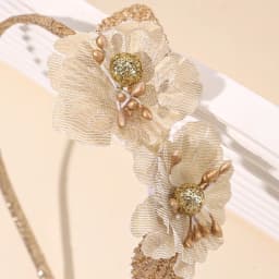New Sparkling Flower Headband Sweet Gold Glitter Artificial Floral Hair Band For Girls Women Trendy Headwear Hair Accessories