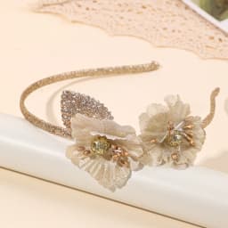 New Sparkling Flower Headband Sweet Gold Glitter Artificial Floral Hair Band For Girls Women Trendy Headwear Hair Accessories