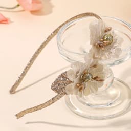 New Sparkling Flower Headband Sweet Gold Glitter Artificial Floral Hair Band For Girls Women Trendy Headwear Hair Accessories