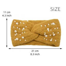 Pearl Headband Winter Ear Warmer Knitted Cross Headwrap Turban Wide Brim Headwear for Women Girls Fashion Hair Accessories