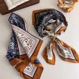 American Millennial Spice Girl Style Headband Scarf Retro Cashew Flower Neck Warmer Scarf Decorative Multifunctional Silk Scarf