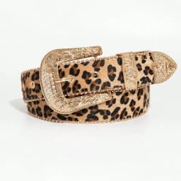 Luxurious and elegant leopard print rhinestone-engraved metal buckle beaded belt for women's jeans, a versatile accessory belt