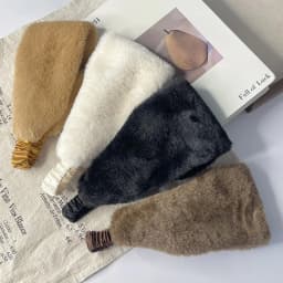 Autumn Winter Women Elastic Wide Edge Rabbit Fur Hairband Windproof Warm Hair Accessories for Protection Styling Headbands